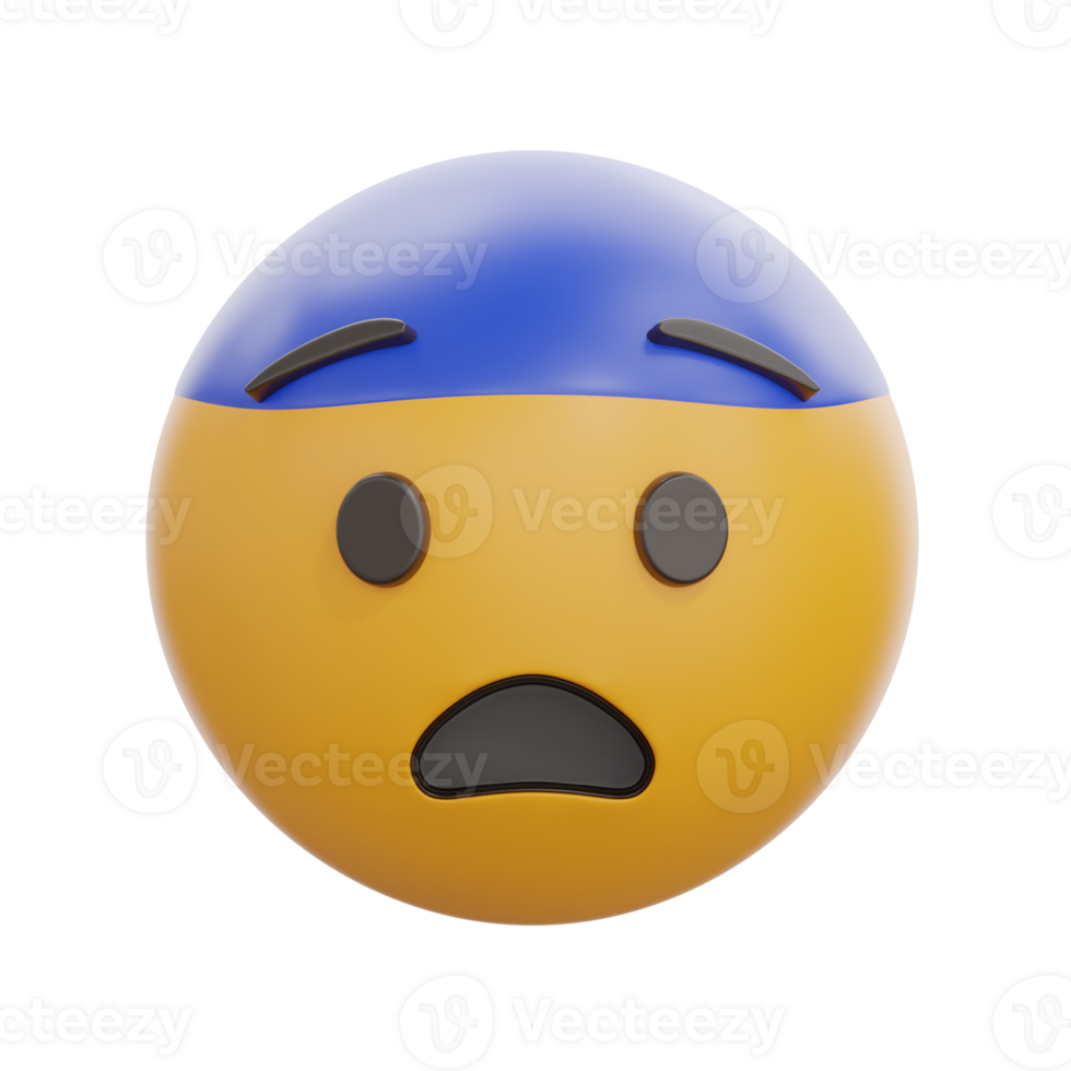3D Shocked Face Emoji Icon Design png