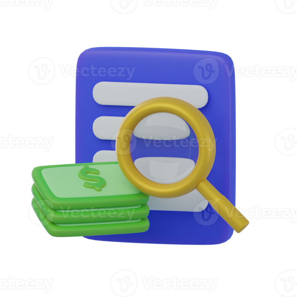 3D Financial Audit and Analysis Icon png