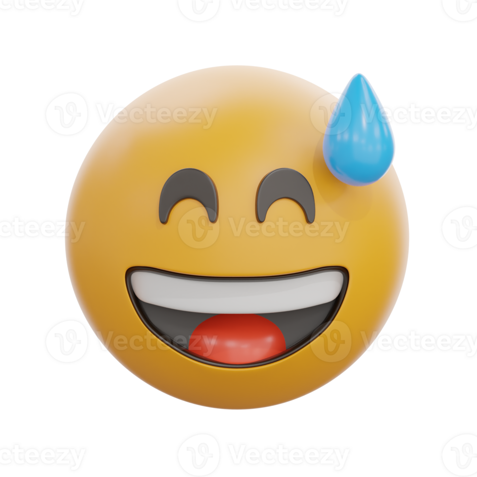 3D Grinning Face With Sweat Emoji png