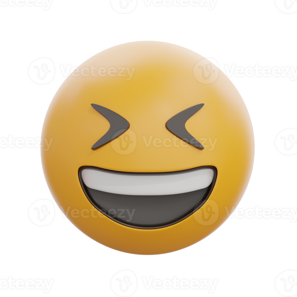 3D Grinning Squinting Face Emoticon Emoji png