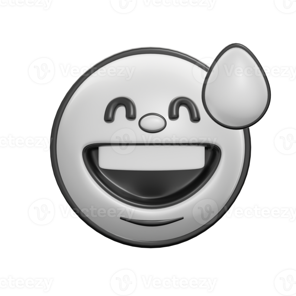 Grinning Face With Sweat 3D Retro Emoticon Icon png