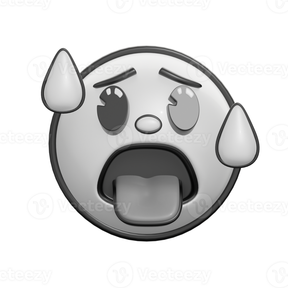 Retro 3D Sweating Emoji With Tongue Out Illustration png