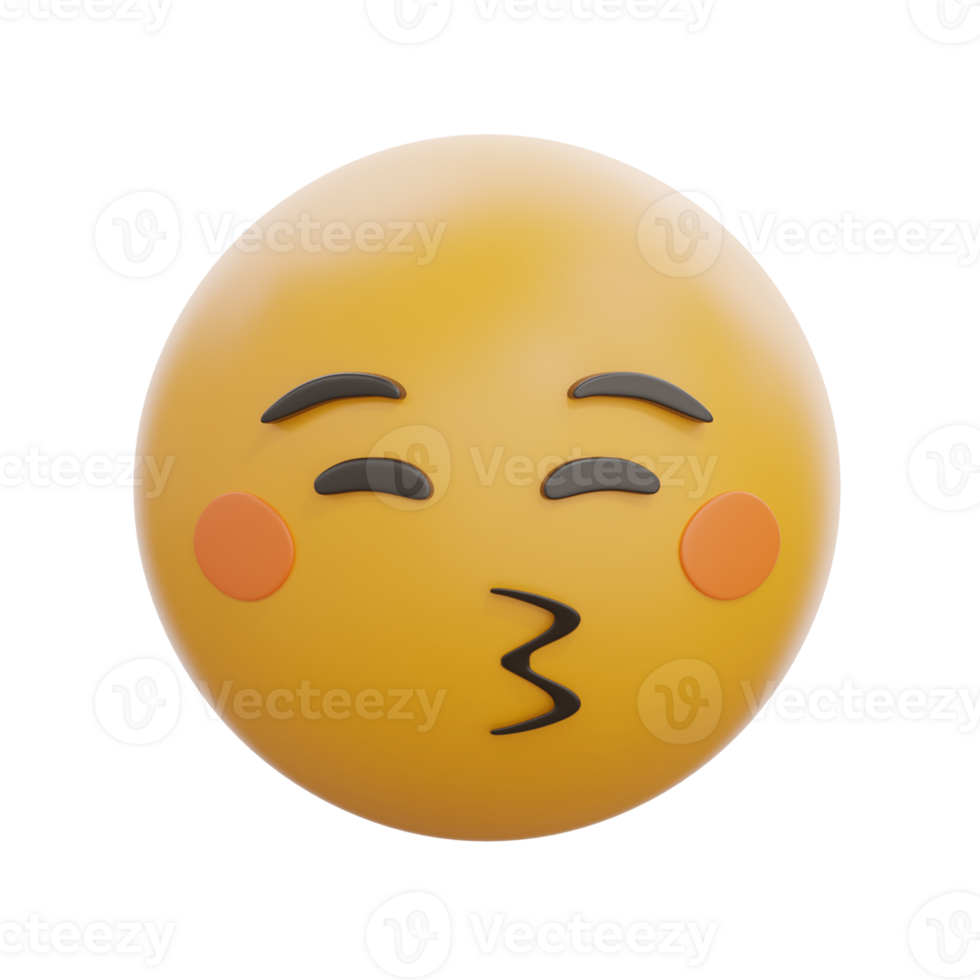 3D Kissing Face With Closed Eyes Emoji png