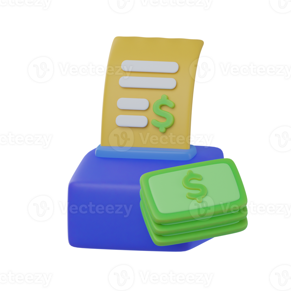 3D Invoice and Cash Audit Icon png