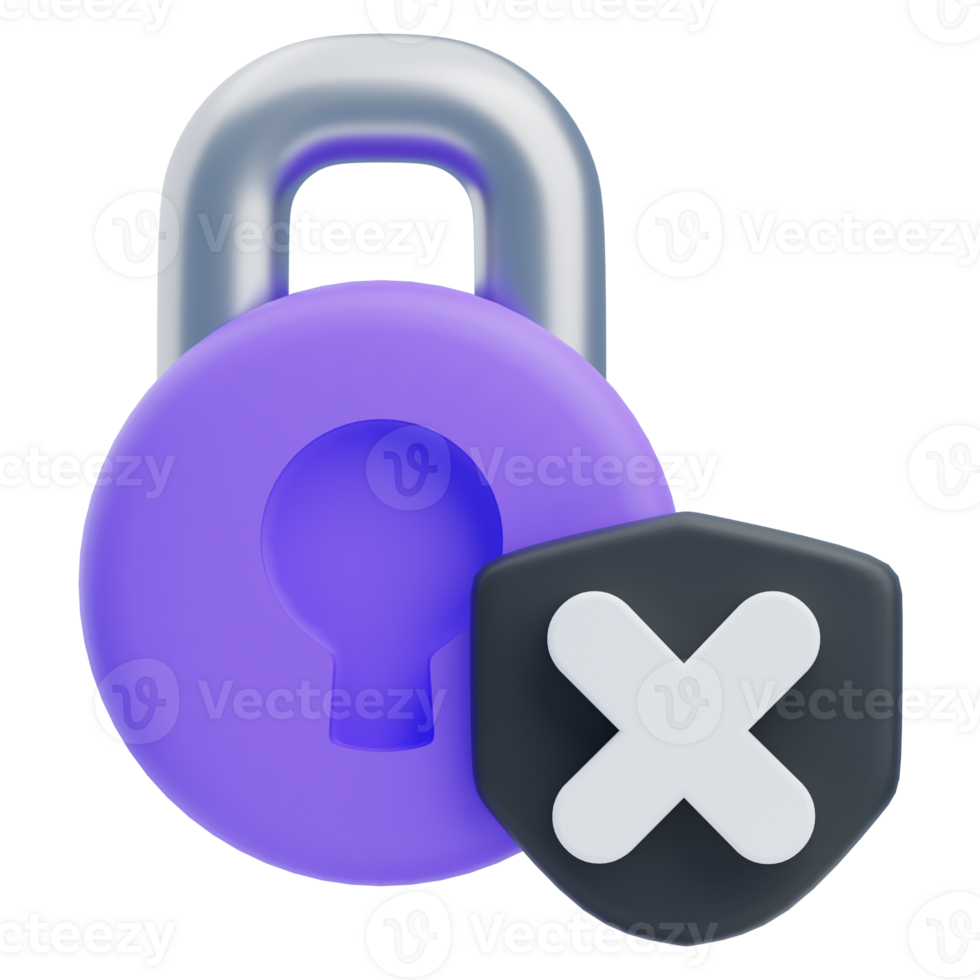 3D Lock Icon with a Hint of Insecurity png
