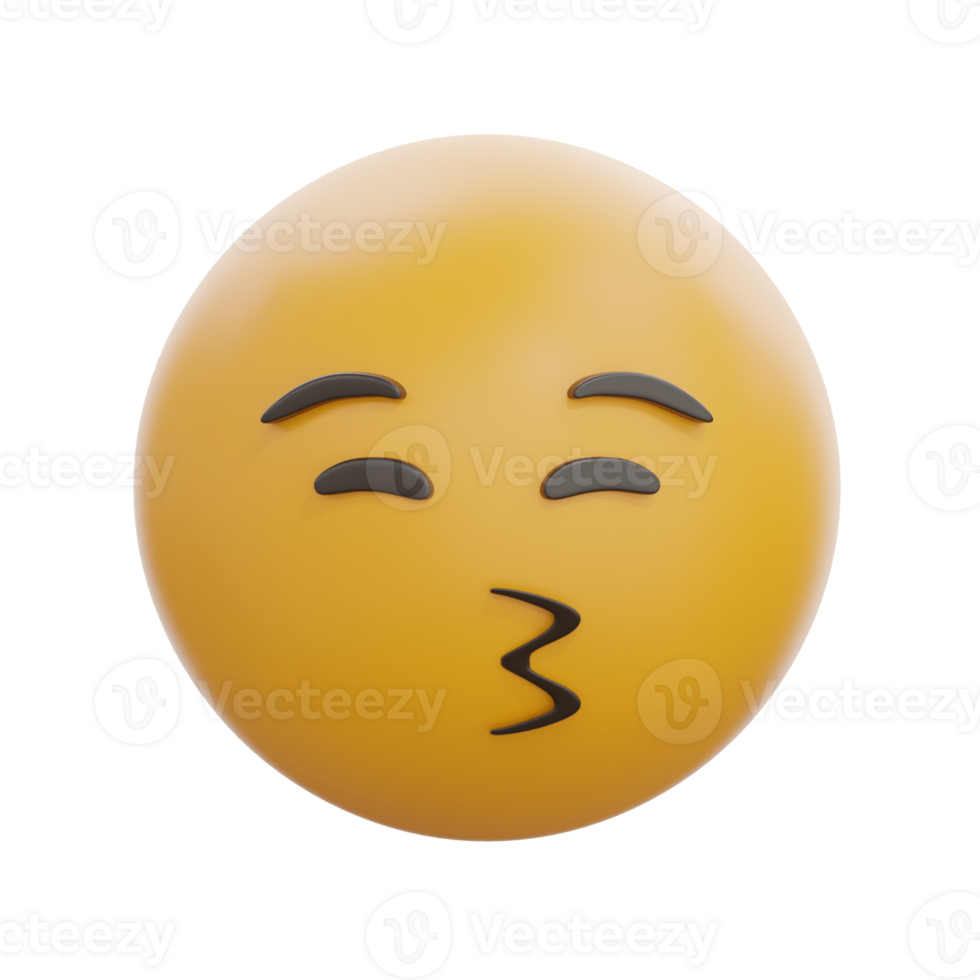 3D Kissing Face Emoji With Smiling Eyes png