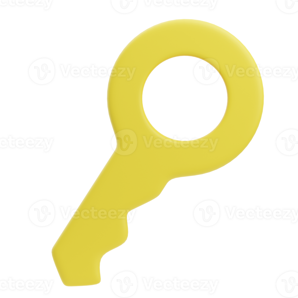 3D Yellow Key for Security png