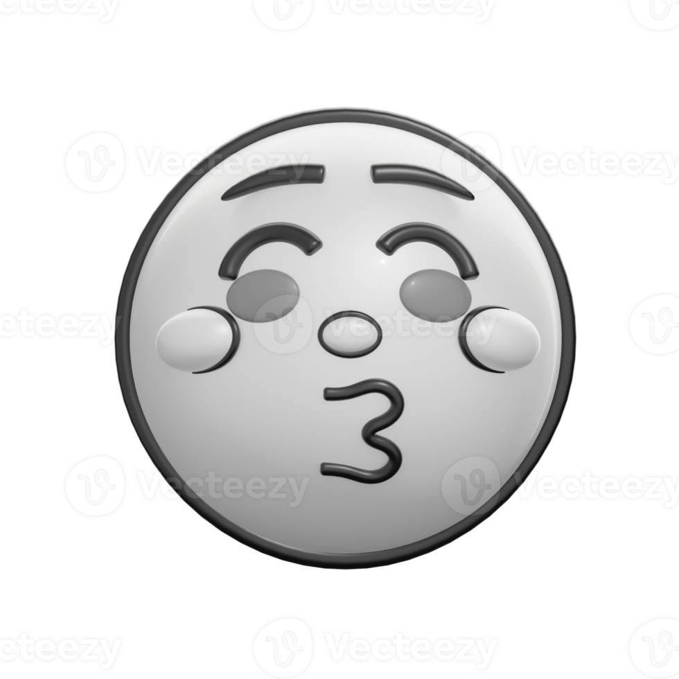 Retro 3D Kiss Face Emoticon Expression Icon png