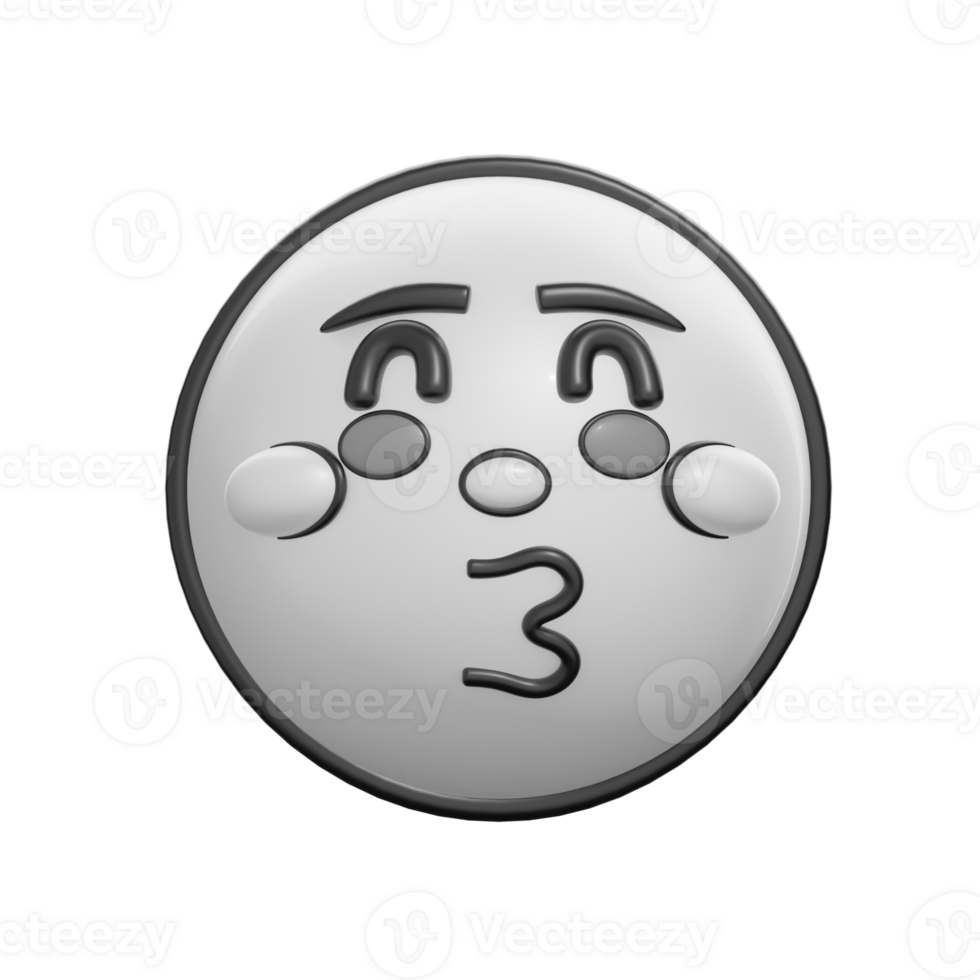 Retro 3D Kissing With Smiling Face Emoticon Illustration png