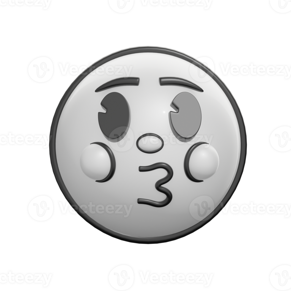 Retro 3D Kissing Face Emoticon Icon png