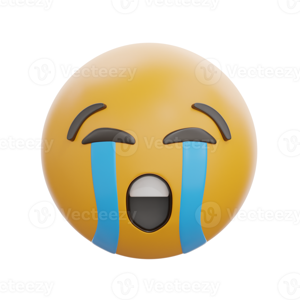 3D Loudly Crying Face Emoji Emoticon png