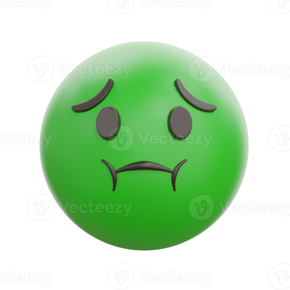 3D Nauseated Face Emoji Emoticon Illustration png