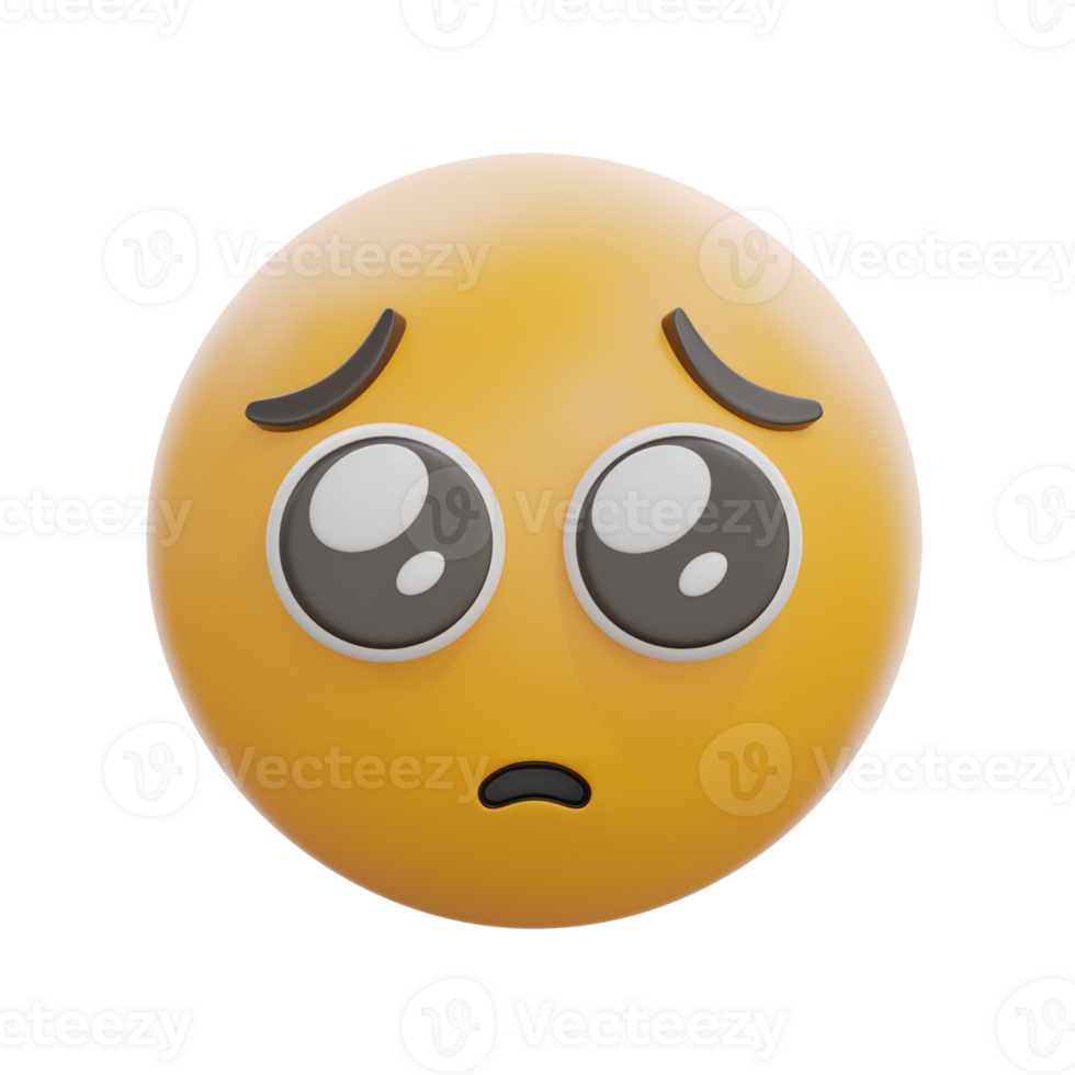 3D Pleading Face Emoji Emoticon Expression png