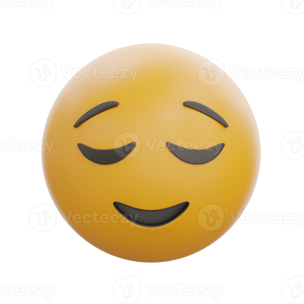 Relieved Face Emoji 3D Render Illustration png