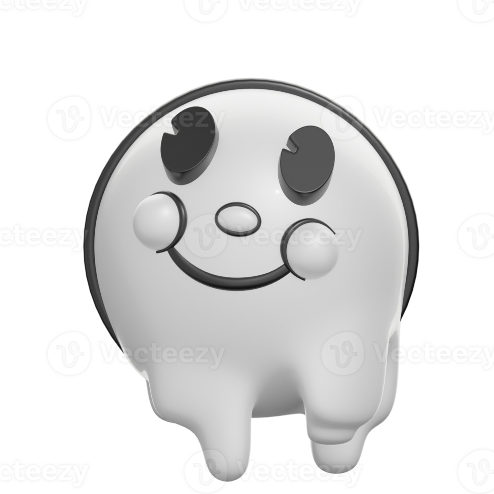 Retro 3D Melting Smile Face Emoticon Illustration png