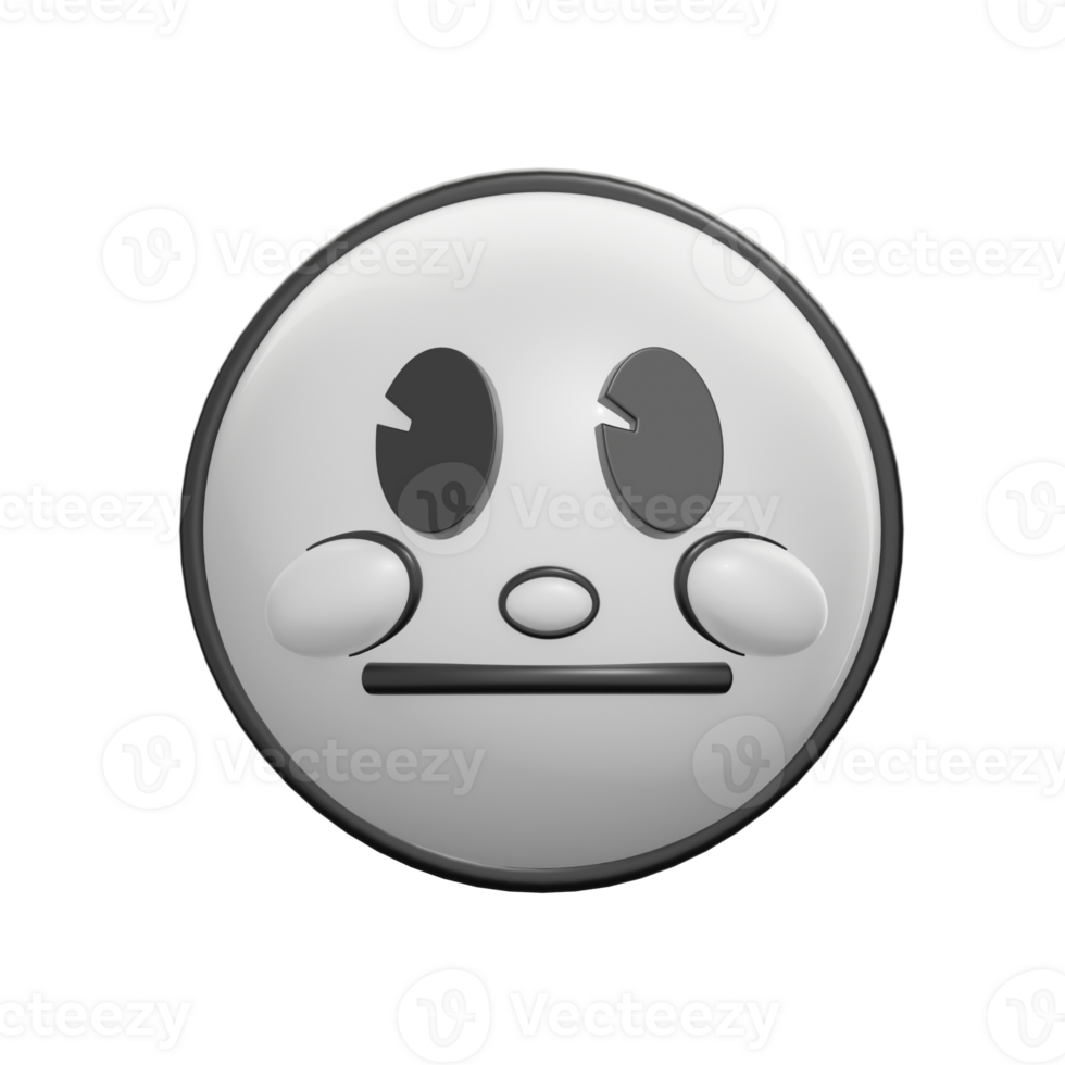 Retro 3D Emoticon Face with Neutral Expression Illustration png