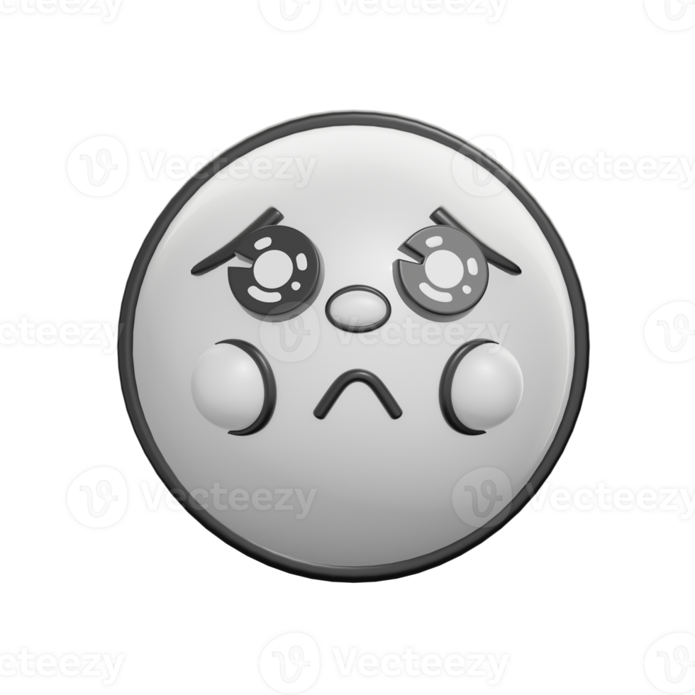 Retro 3D Pleading Face Emoticon Icon png