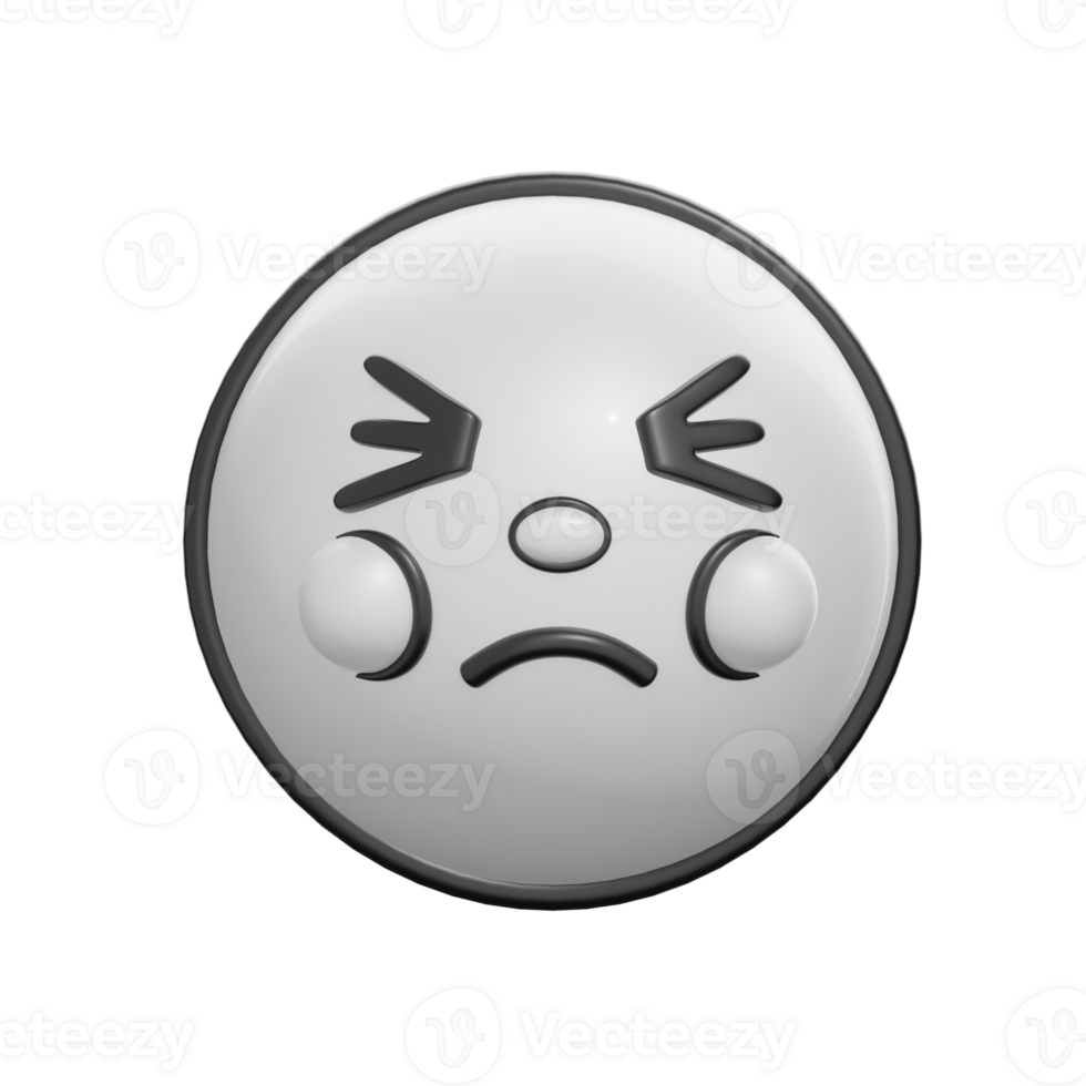 Retro Persevering Face Emoticon 3D Icon png