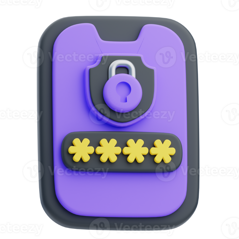 3D Password Security Lock For Phone Illustration png