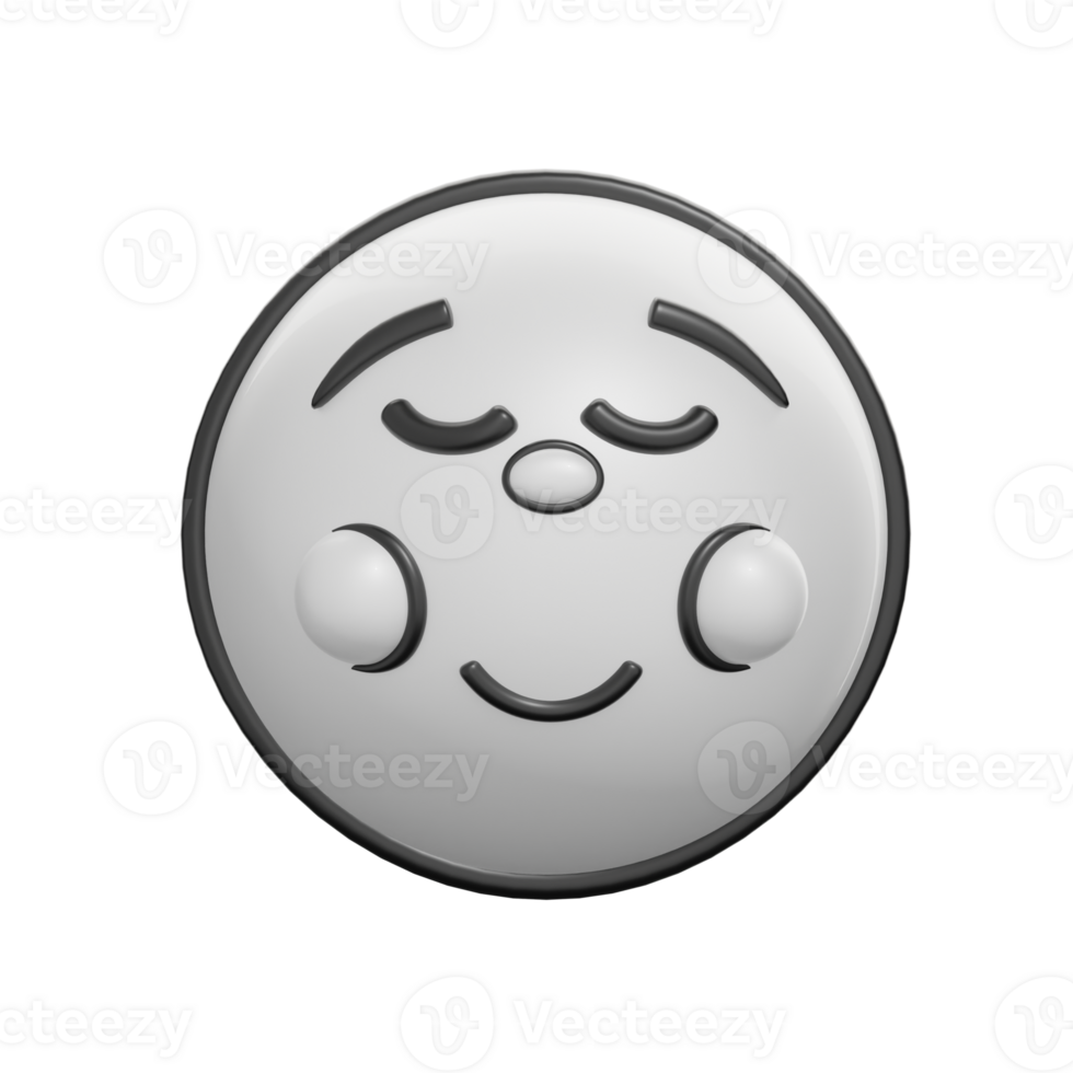 Vintage 3D Blissful Face Emoticon Illustration png