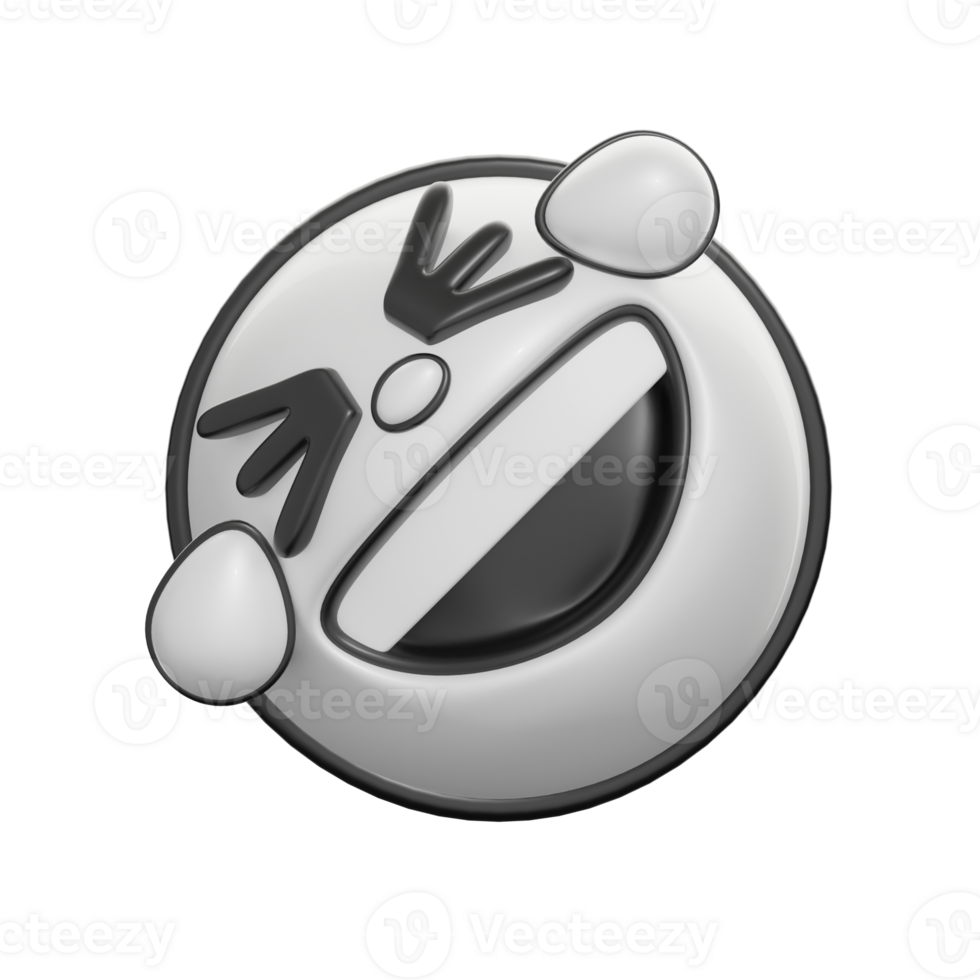 Retro 3D Laughing Face Emoticon Illustration png