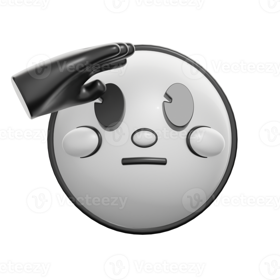 Retro Saluting Face Emoticon in 3D Illustration png