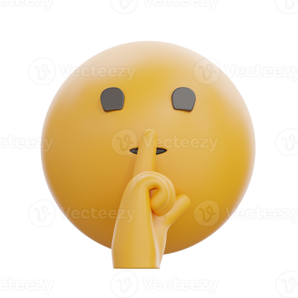 3D Quiet Shushing Face Emoji Emoticon png