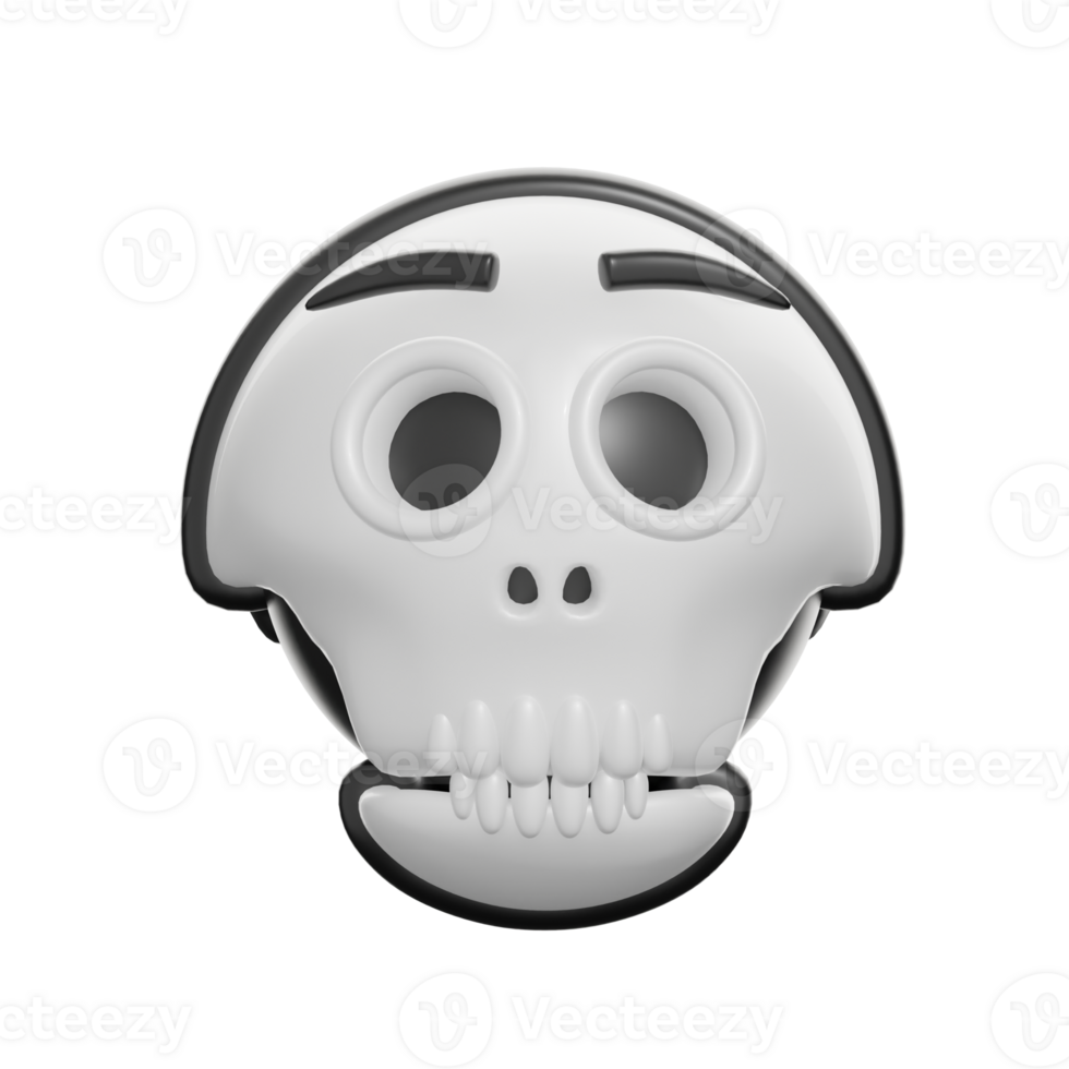 Retro 3D Skull Emoticon Illustration png