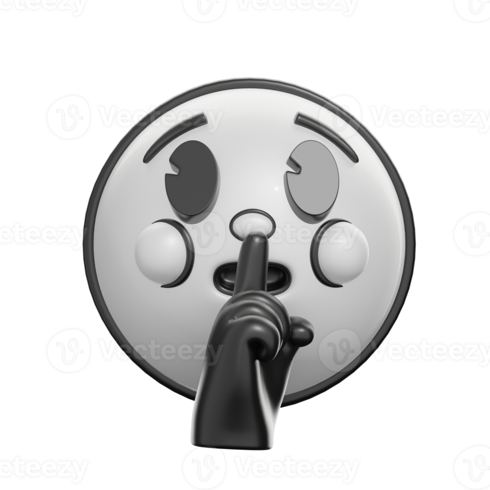 Retro Shushing Face Emoji 3D Illustration png