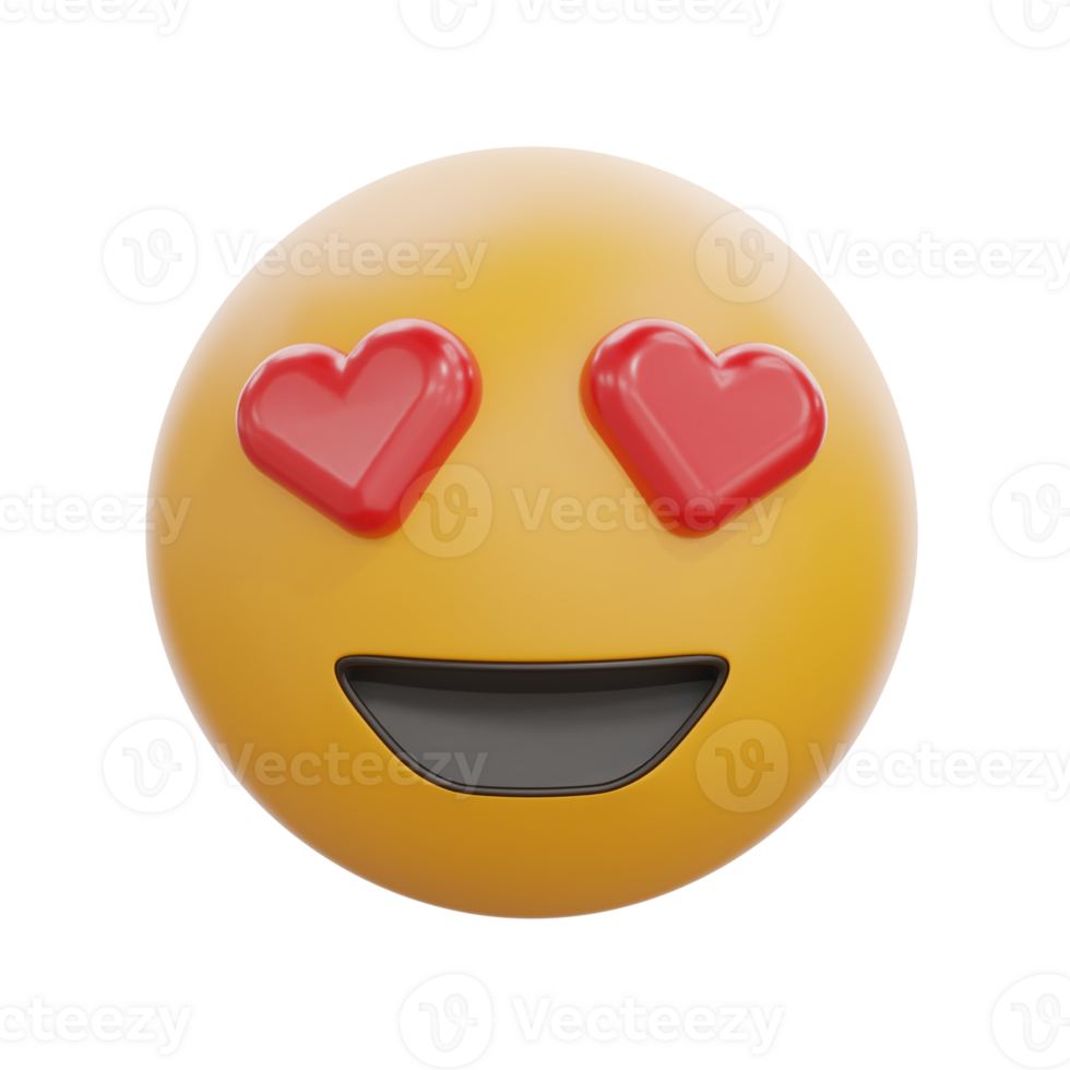 3D Smiling Face With Heart Eyes Emoji png