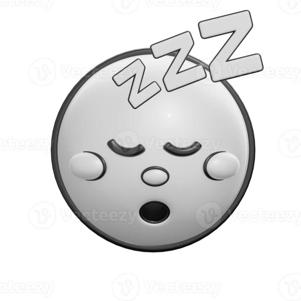 Retro 3D Sleeping Face Emoji Illustration png