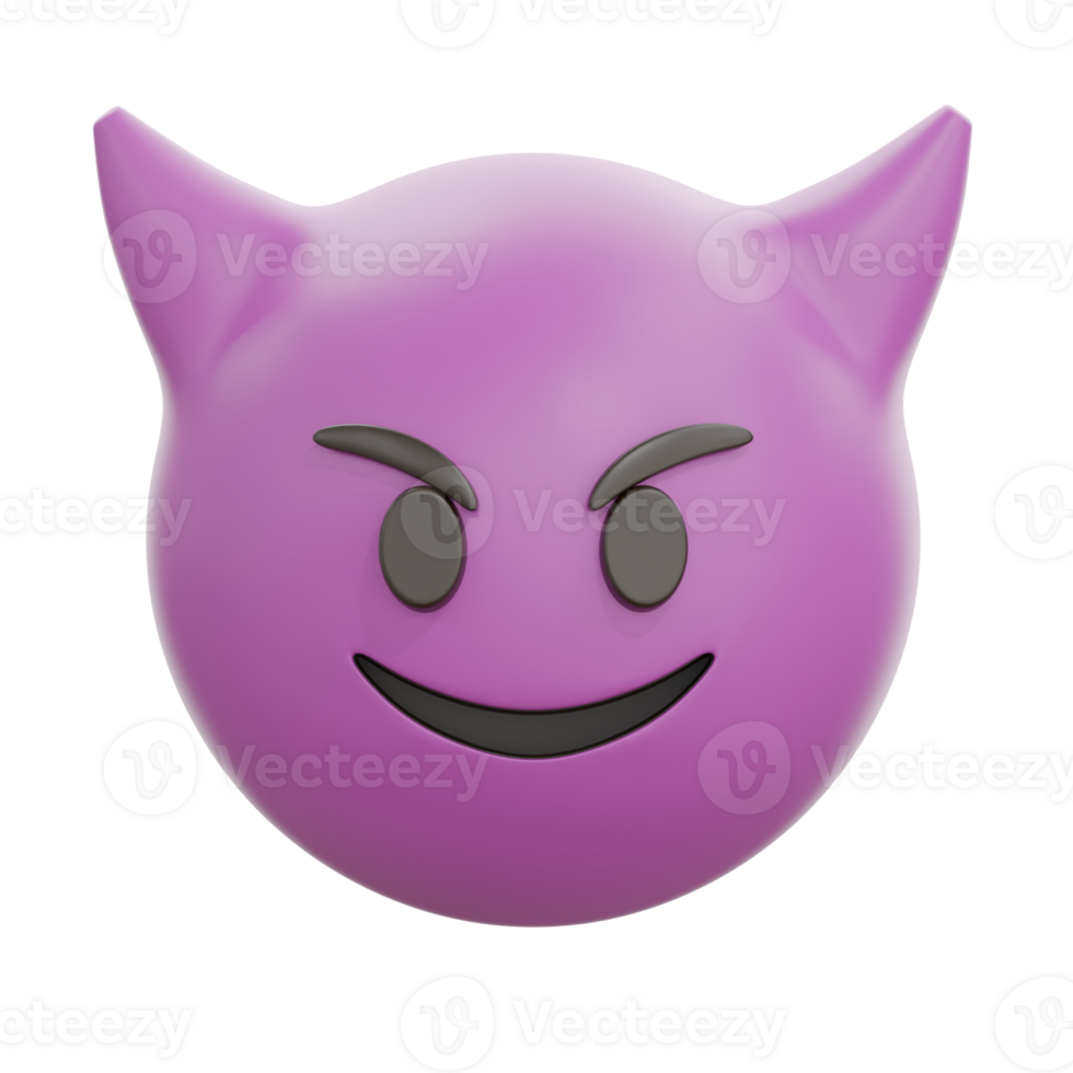Smiling Devil Face Emoji 3D Rendering png
