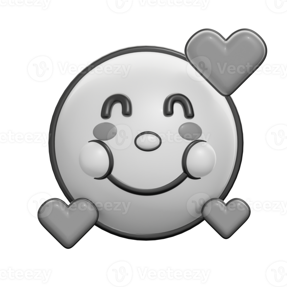 Retro 3D Smiling Face With Hearts Emoticon png