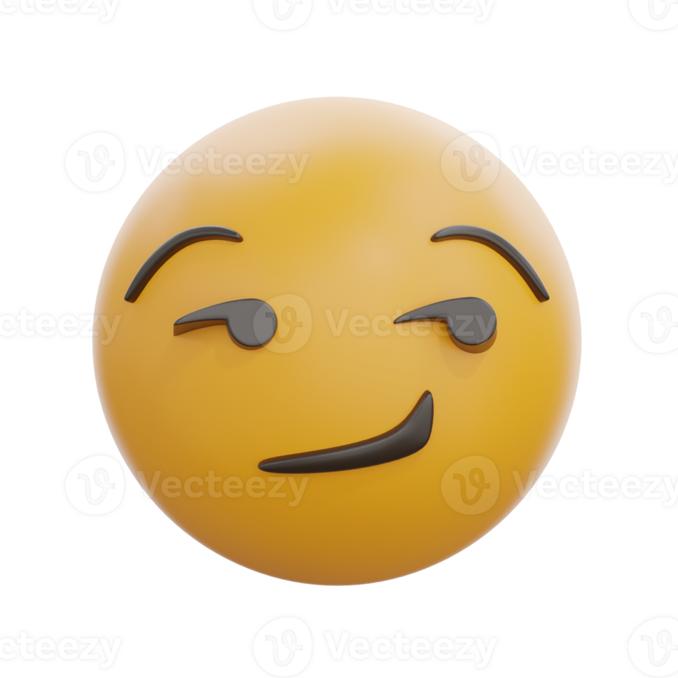 3D Smirking Face Emoji Emoticon Render png