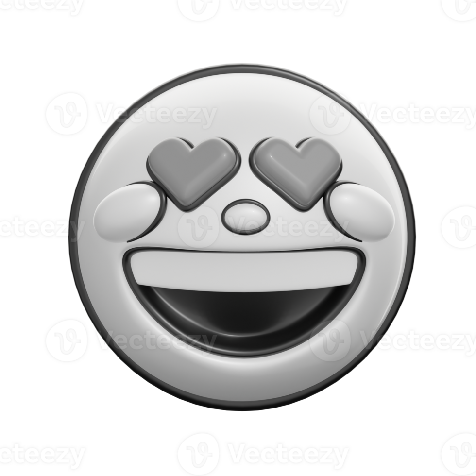 Retro 3D Heart Eyes Smiling Face Emoticon Icon png