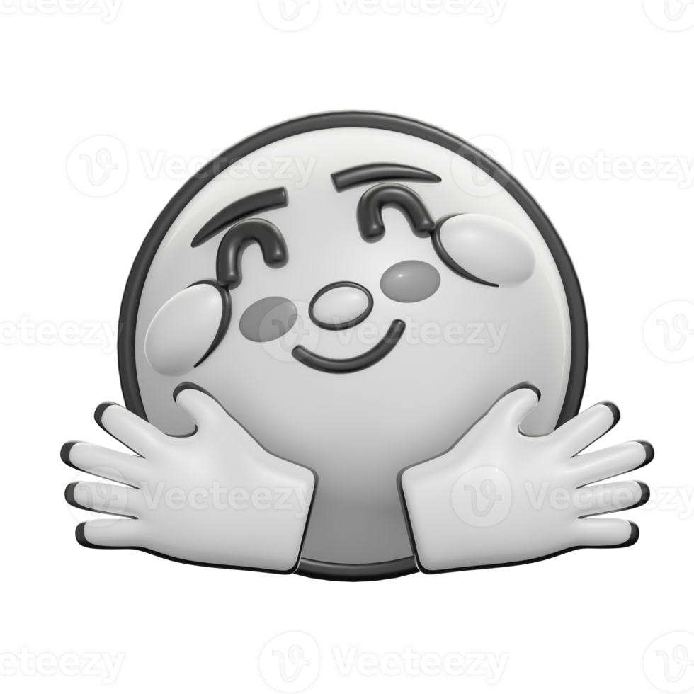 Retro 3D Emoticon Smiling Face With Open Hands png