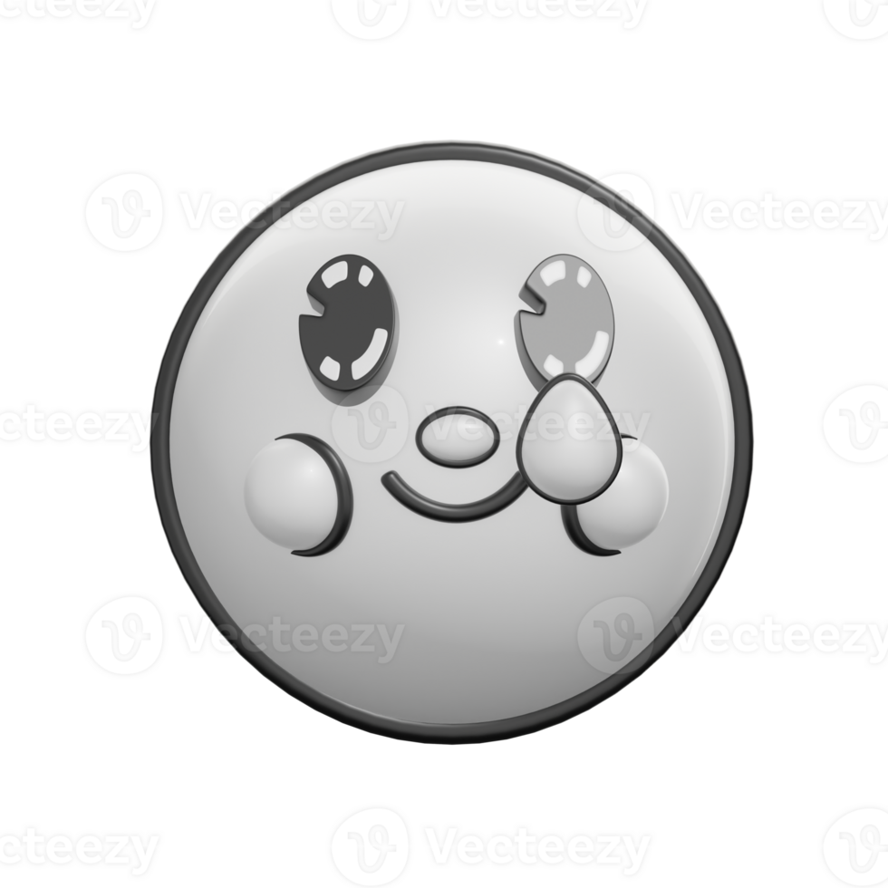 Retro 3D Smiling Face With Tear Emoticon png