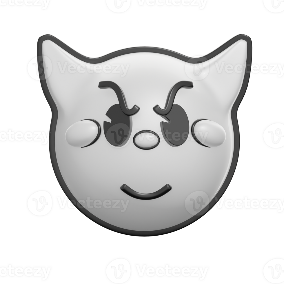 Retro 3D Mischievous Cat Face Emoticon png