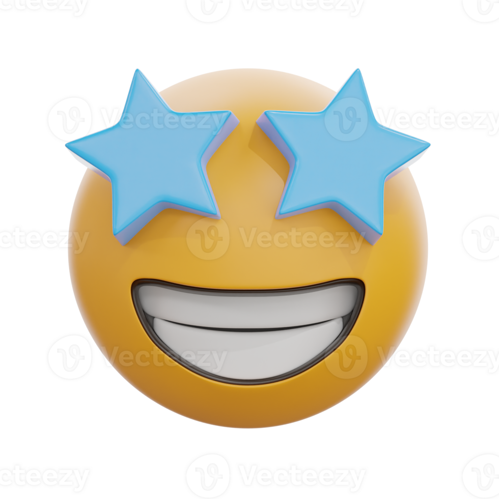3D Star Struck Face Emoticon Emoji png