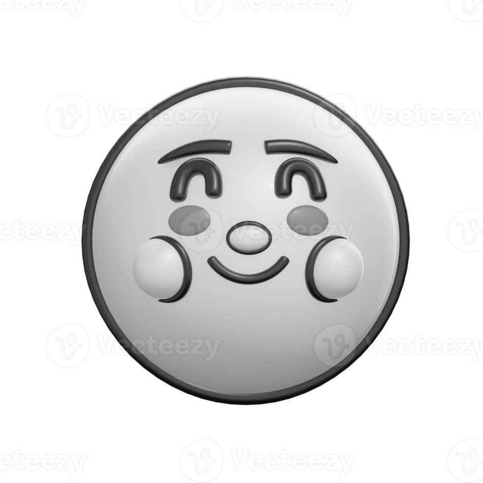 Retro 3D Smiling Face Emoticon Illustration png