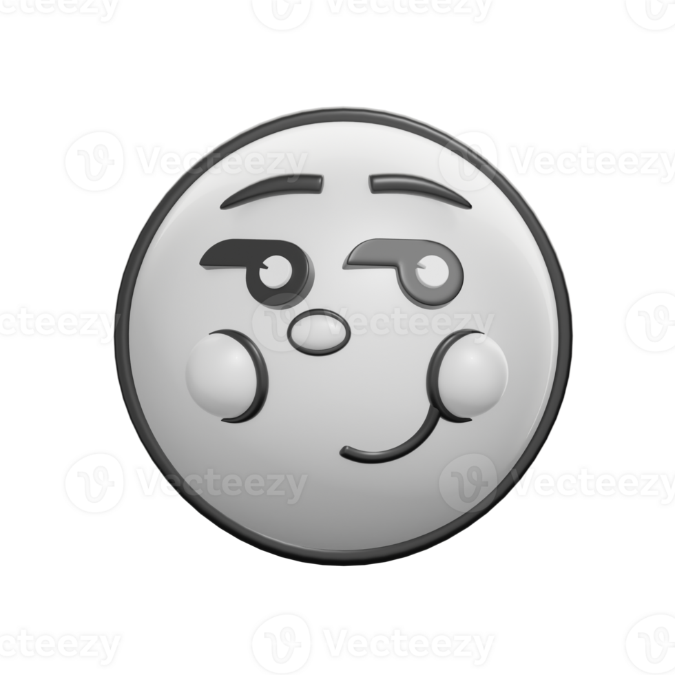 Retro 3D Smirking Emoticon Face Illustration png