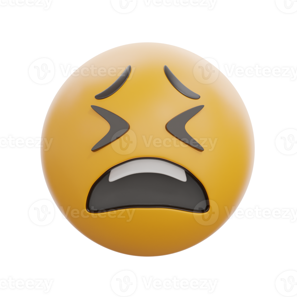 3D Tired Face Emoticon With Exhausted Expression png