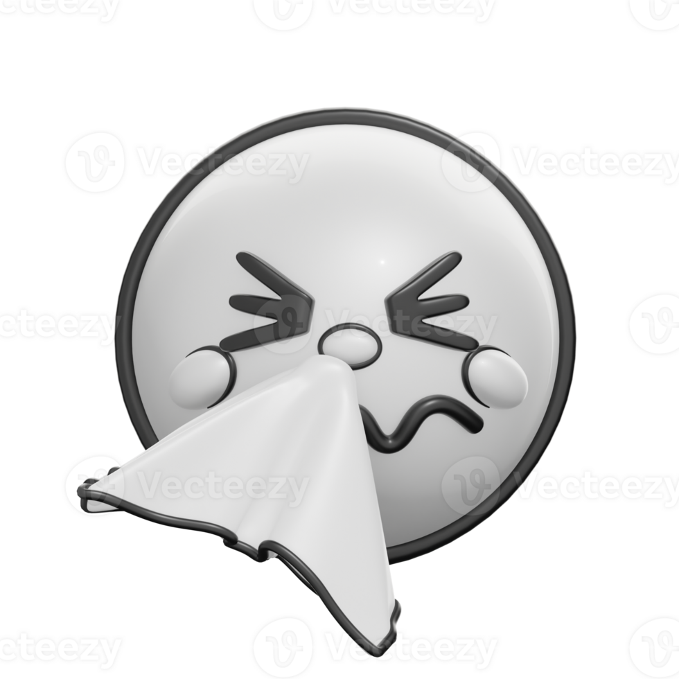 Retro 3D Sneezing Face Emoticon Expression png