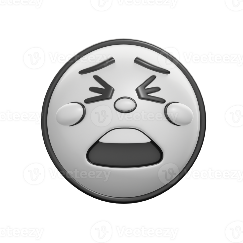 Retro 3D Tired Face Emoticon Expression png