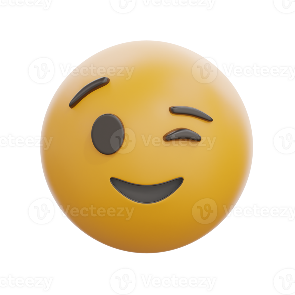 3D Winking Face Emoji Emoticon Image png