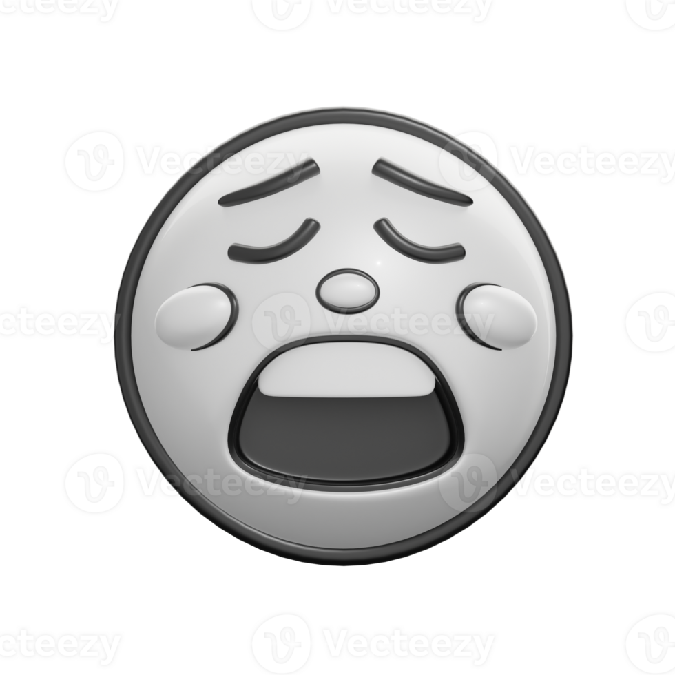 Retro 3D Weary Face Emoticon Illustration png
