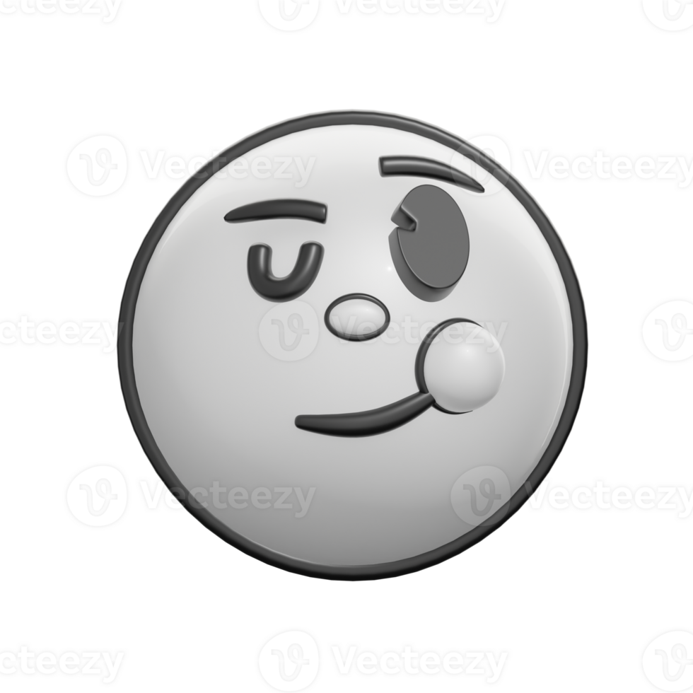 Retro 3D Wink Face Emoticon Illustration png
