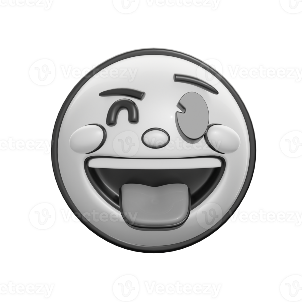 Retro Winking Emoticon Face 3D Illustration png