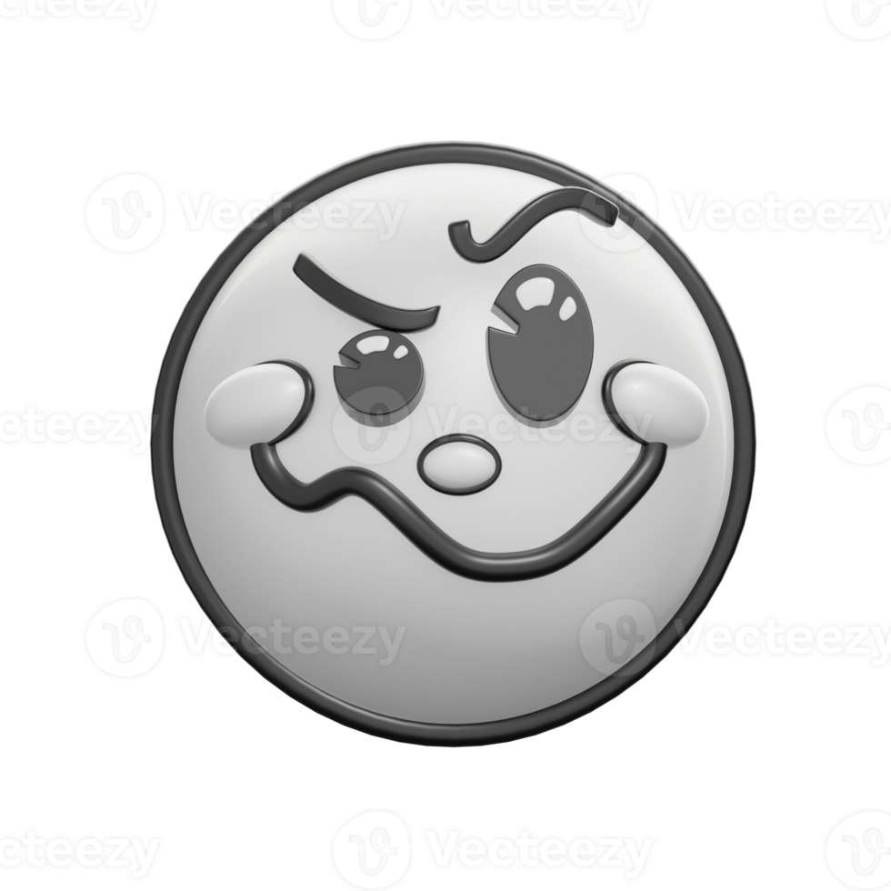 Retro 3D Woozy Face Emoticon Illustration png