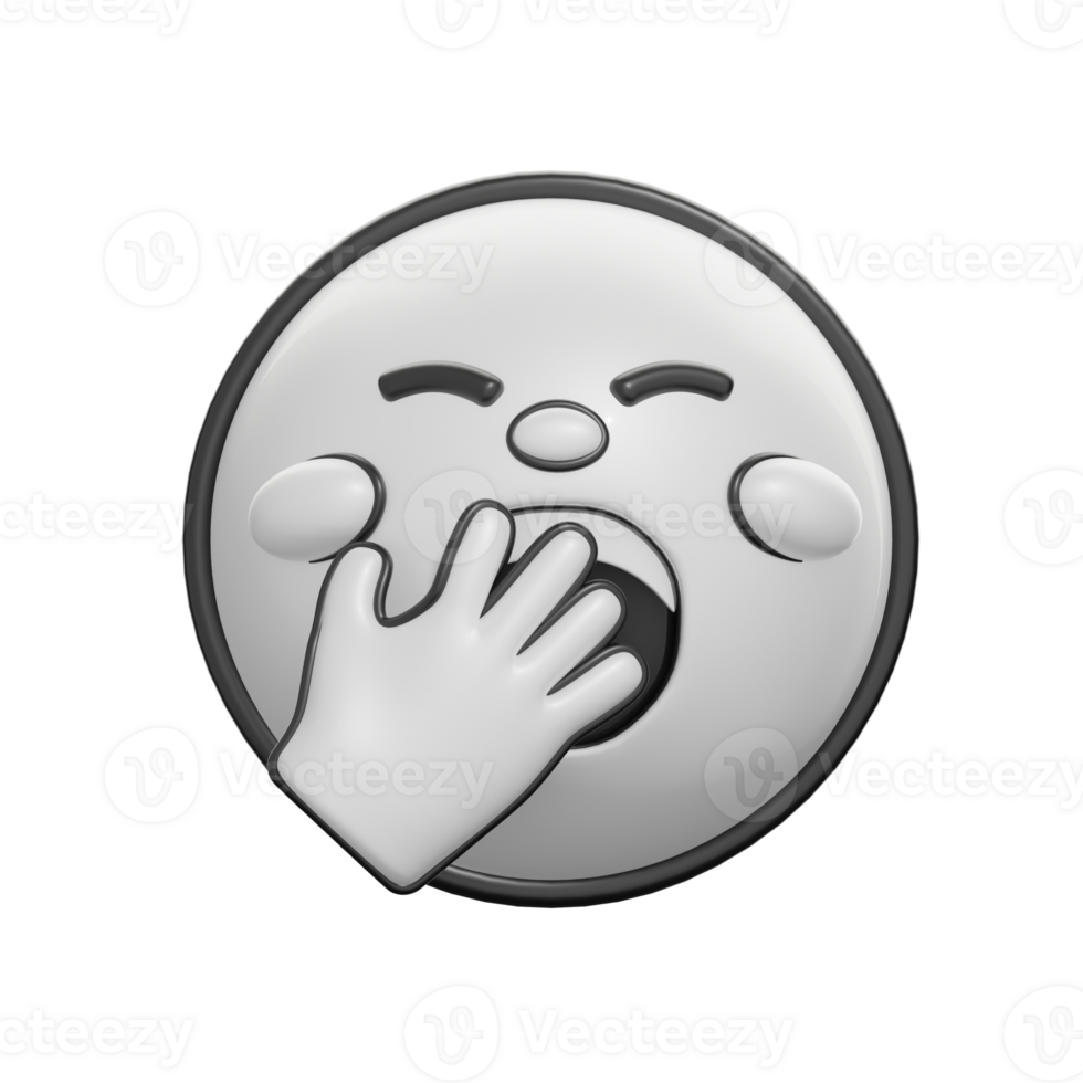 Retro 3D Yawning Face Emoticon Illustration png